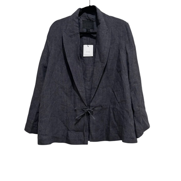 Zara Women's Linen Oversized Blazer Gray Size XS Lagenlook Minimalist NWT - Picture 2 of 7